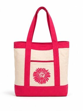 Jantzen Canvas Tote Bag With Pink Flower Design NWT